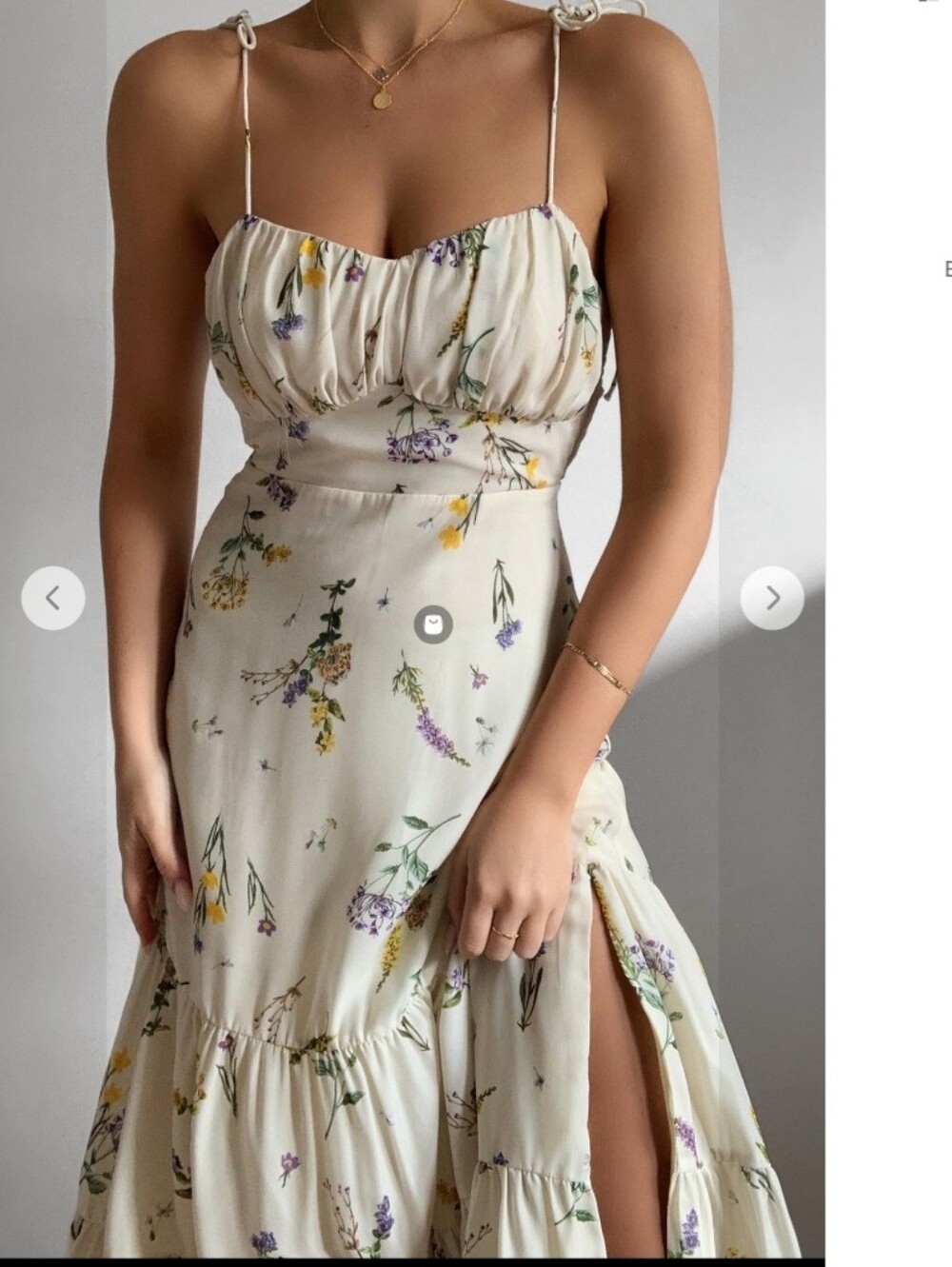 Showpo MONACO SWEETHEART MIDI DRESS IN BOTANICAL FLORAL Cream size 2 - Picture 4 of 11